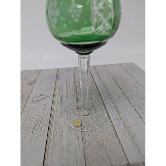 Emerald Crystal Marsala Hock Wine Glass Goblets Cut To Clear Poland 8" - Picture 7 of 9